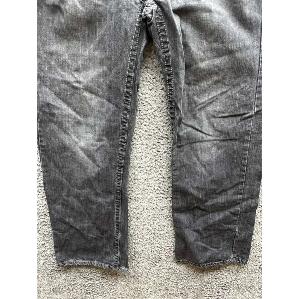 True Religion Ricky Relaxed Straight Distressed Denim Jeans Black Mens Size 38